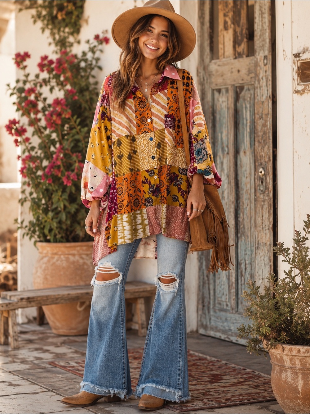 Jaded Gypsy Mixed Patchwork Boho Tunic